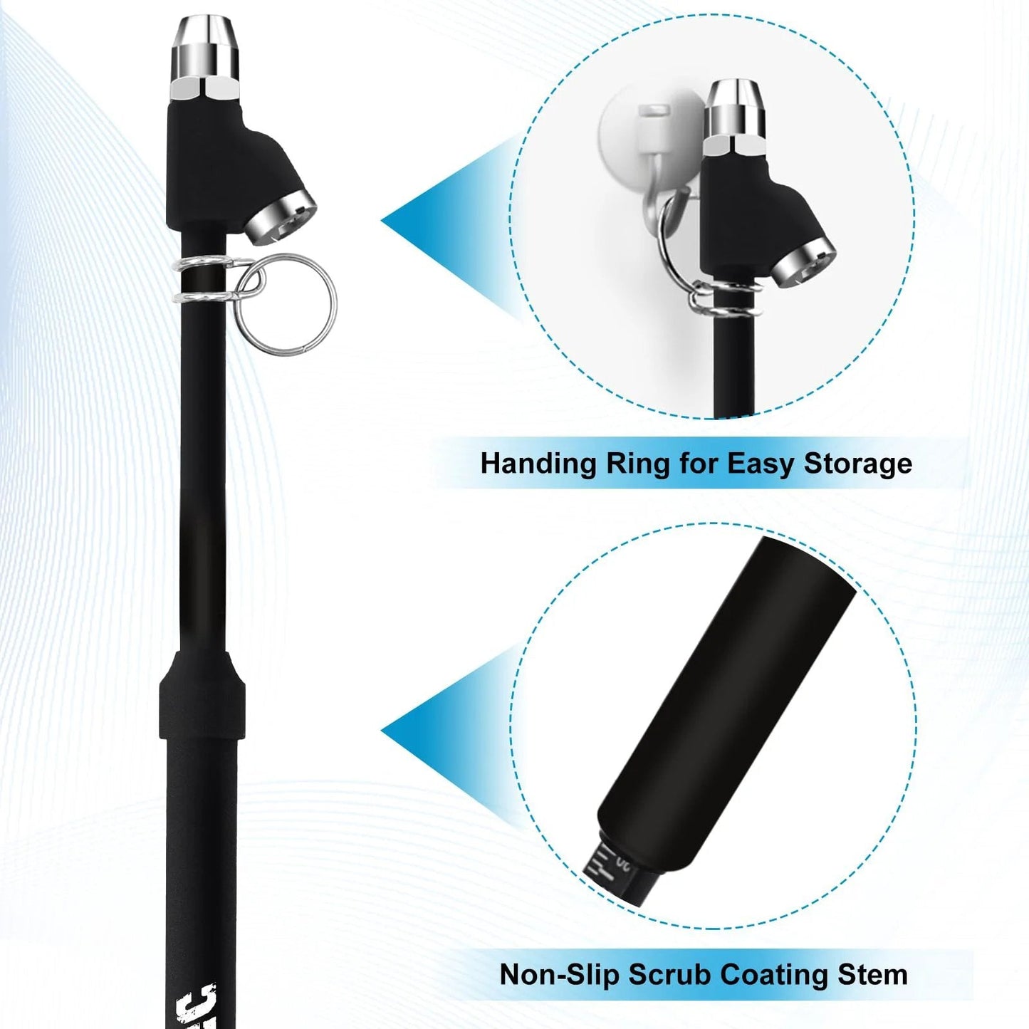 Heavy Duty Dual Head Tire Pressure Gauge With Two Sided Aluminum Scale Plate For Inner And Outer Wheels 11.8 Inch Reach Accurate Readouts From 10 To 150 PSI Durable Truck Tire Gauge with non-slip scrub coating and storage ring