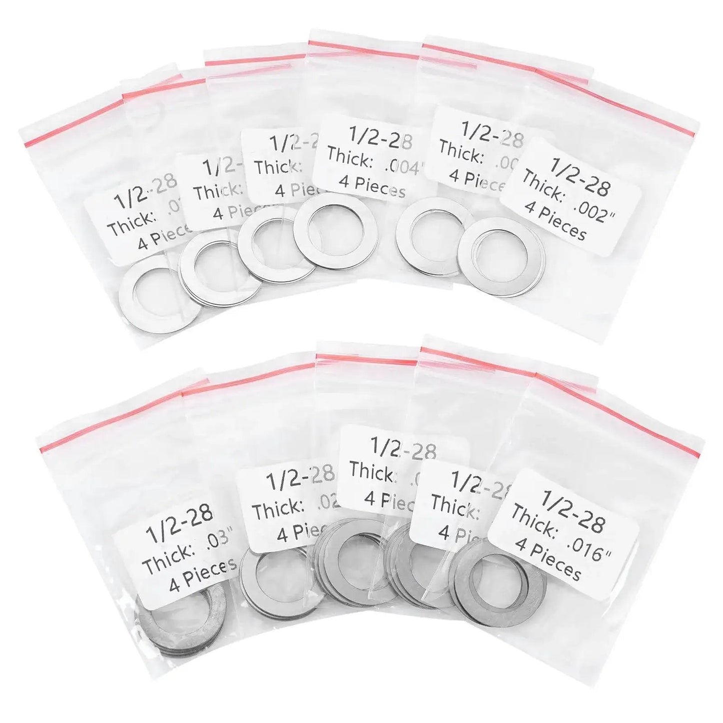 Barrel Shim Kit 1/2x28 For Muzzle Brake Alignment 5.56mm.223 with 44 stainless shims in various thicknesses