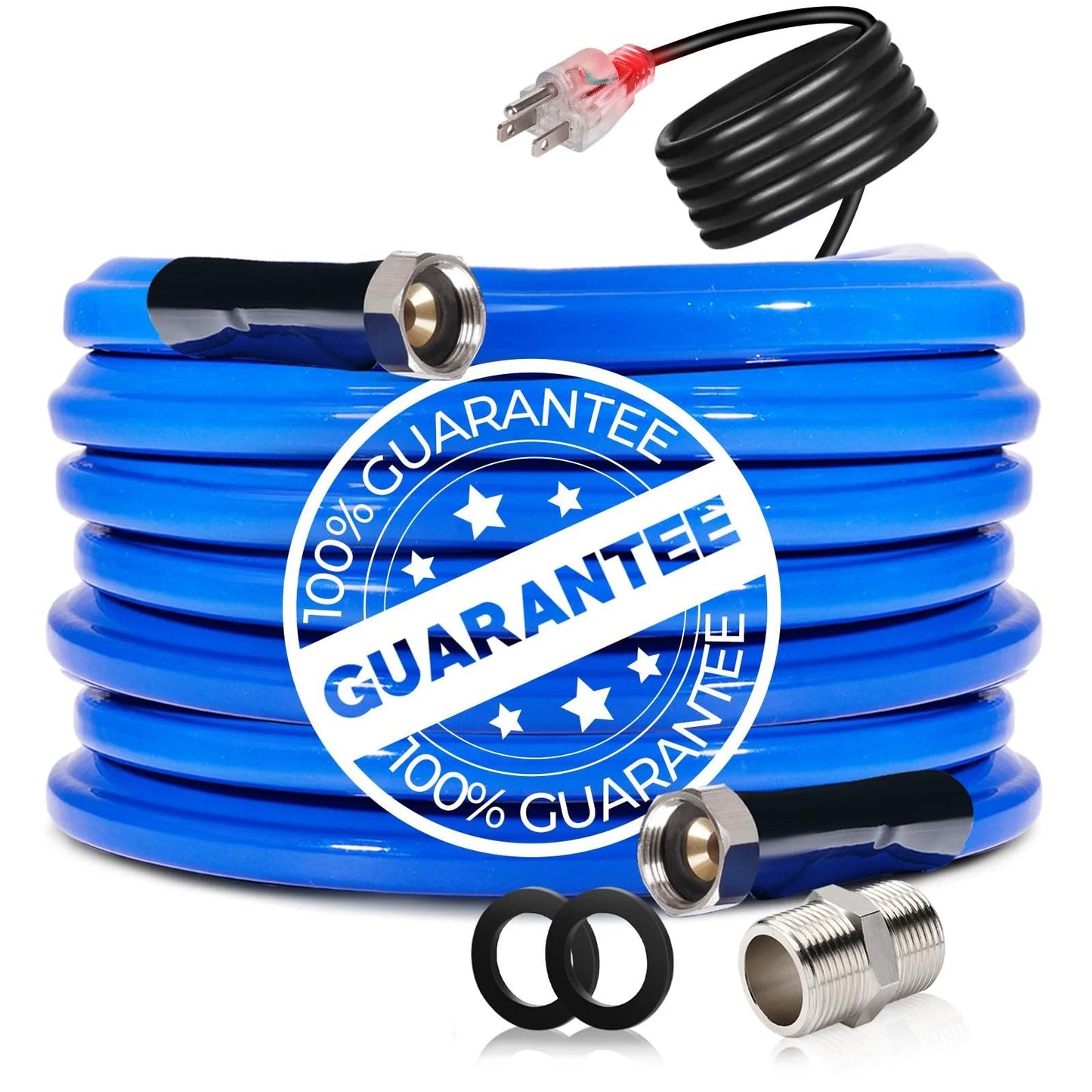 50 Foot Heated Water Hose For RV And Garden With Fittings, Prevents Freezing Down To -45F, Electrically Heated Freshwater Hose, Self Regulating Smart Heat System For RV Camping And Outdoor Use