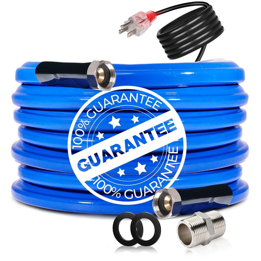 50 Foot Heated Water Hose For RV And Garden With Fittings, Prevents Freezing Down To -45F, Electrically Heated Freshwater Hose, Self Regulating Smart Heat System For RV Camping And Outdoor Use