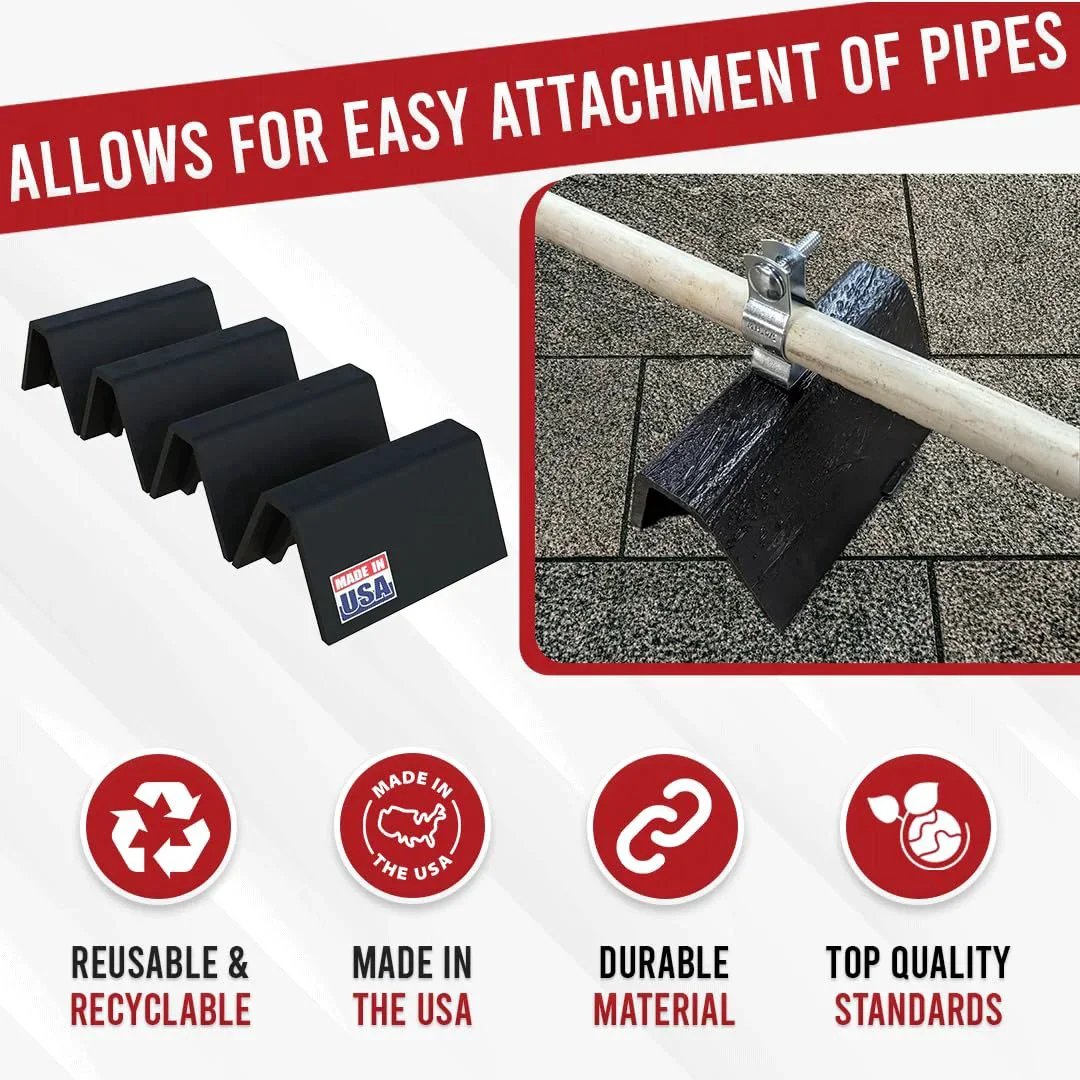 Rooftop Pipe Support CTL 6 Inch Heavy Duty Pipe Cradle And Conduit Support 250 Lb Capacity Cut To Length Install 100 Percent Recycled Plastic 4 Pack USA Made