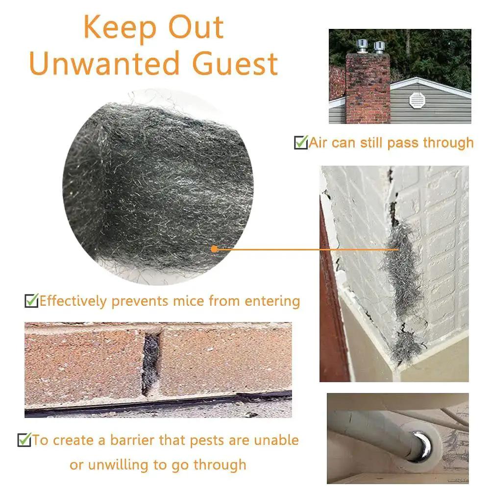 Steel Wool Mice Barrier Gap Filler 2 Pack 3x10 Ft for holes and vents in brick siding and garage.