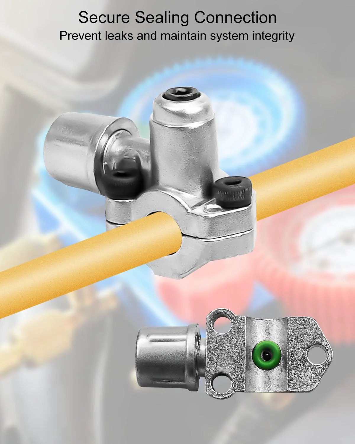 Close-up of bullet piercing valve from 10 Pack Bullet Piercing Refrigerator Line Tap Valves For Quick Leak Free Connection Compatible with various refrigerant lines.