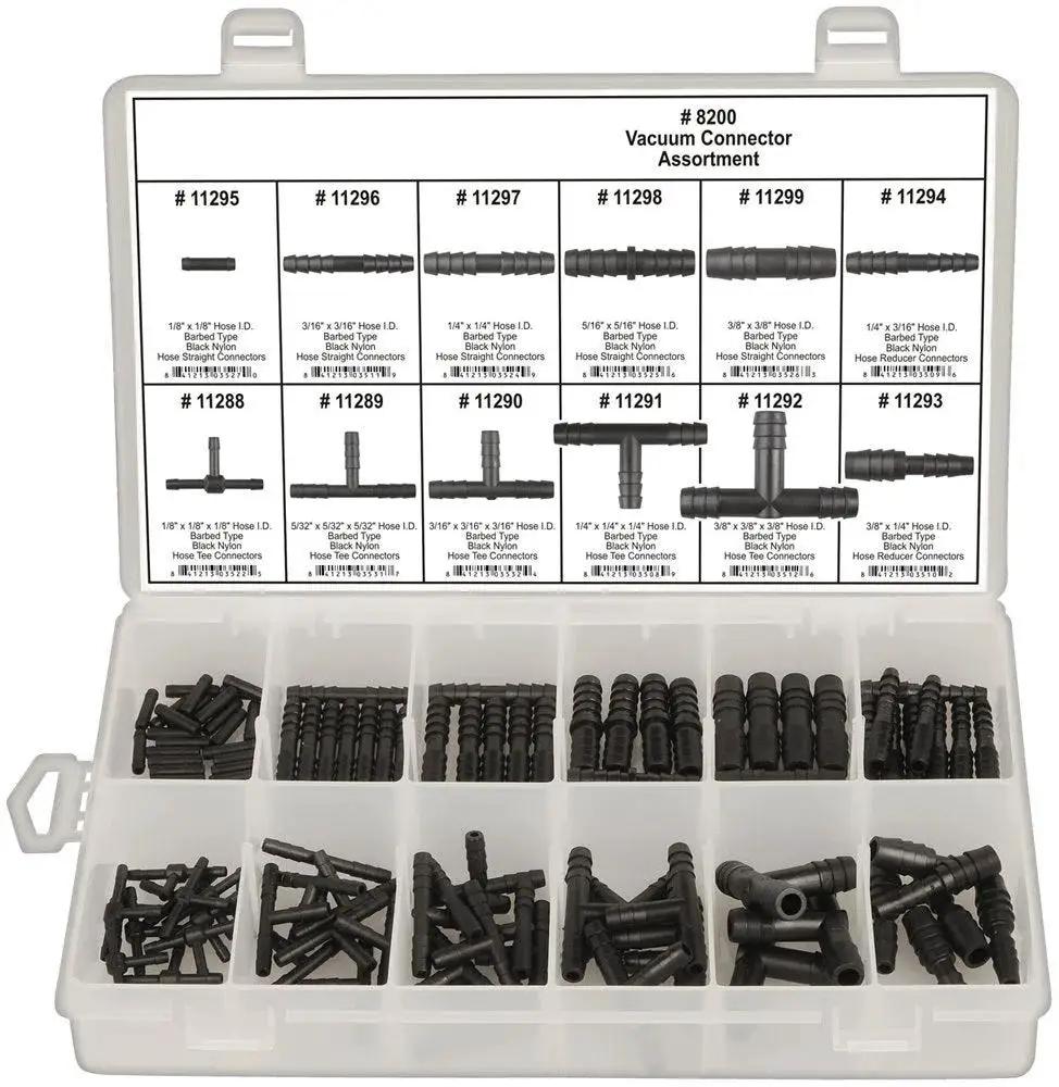 All Purpose Vacuum Connector Kit For Automotive Repairs And Maintenance 8200 Assortment with 100+ universal fittings in case