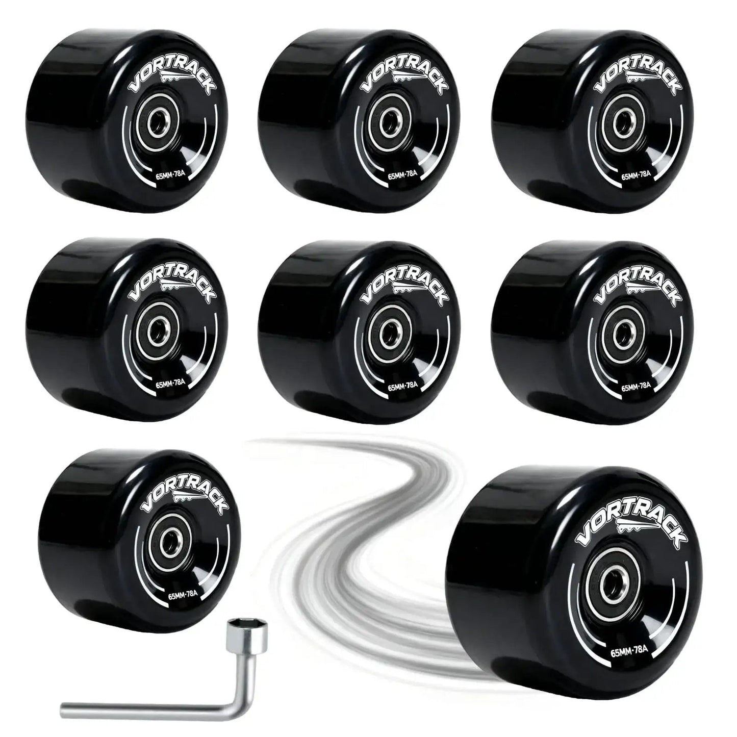 78A Quad Roller Skate Wheels 65x36mm 8 Pack With ABEC 9 Bearings Installed Smooth Quiet Urethane For Indoor Outdoor