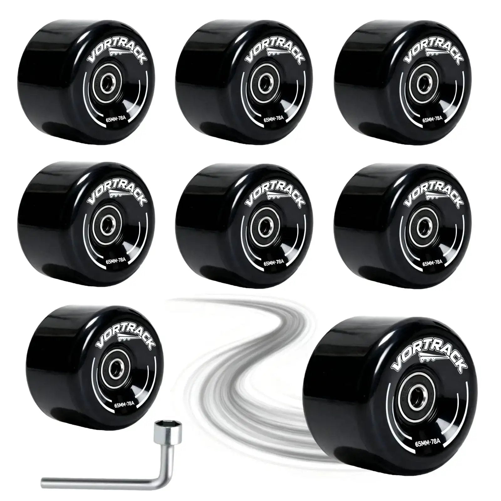 78A Quad Roller Skate Wheels 65x36mm 8 Pack With ABEC 9 Bearings Installed Smooth Quiet Urethane For Indoor Outdoor