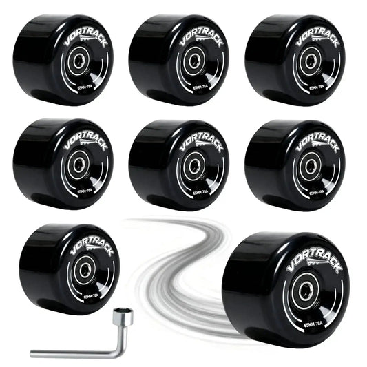 78A Quad Roller Skate Wheels 65x36mm 8 Pack With ABEC 9 Bearings Installed Smooth Quiet Urethane For Indoor Outdoor