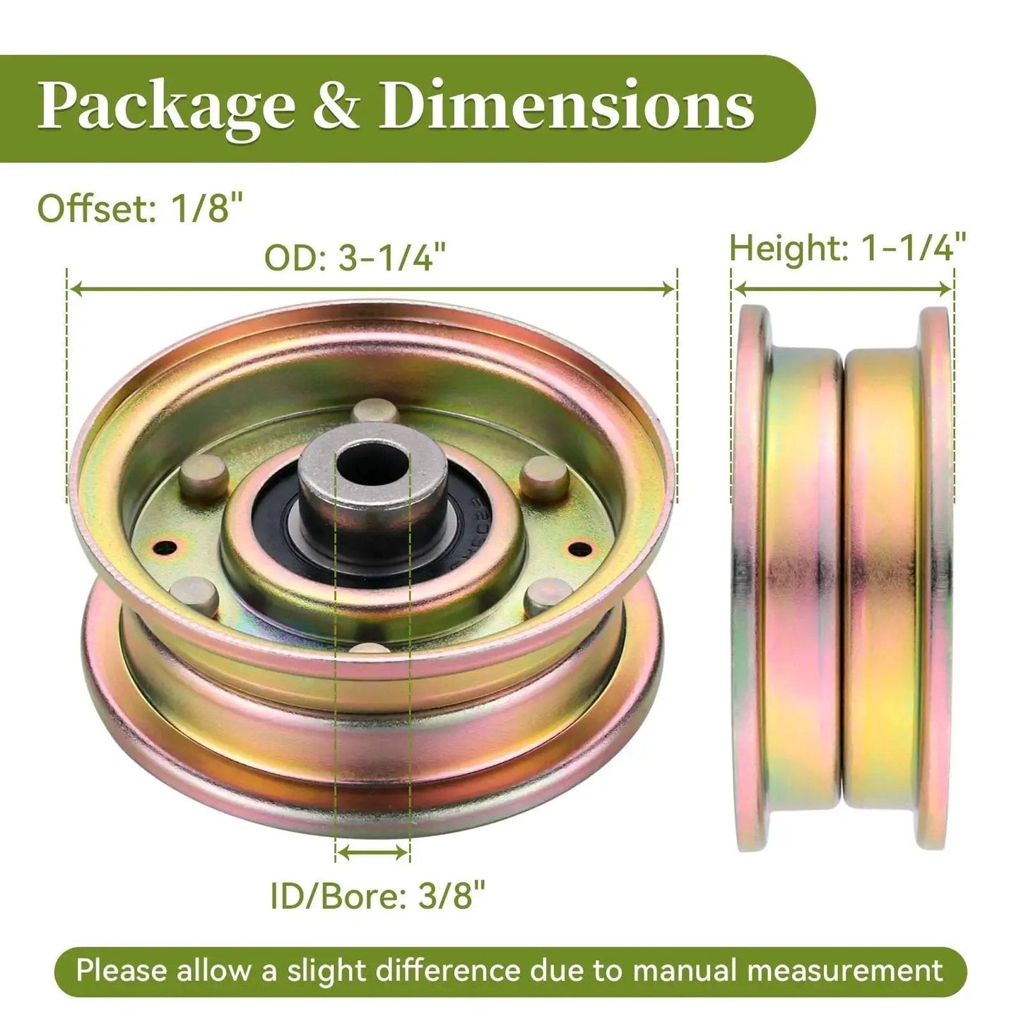 Replacement Idler Pulley 756-04224 756-0981 756-0981A 756-0981B flat belt tensioner with dimensions and offset shown