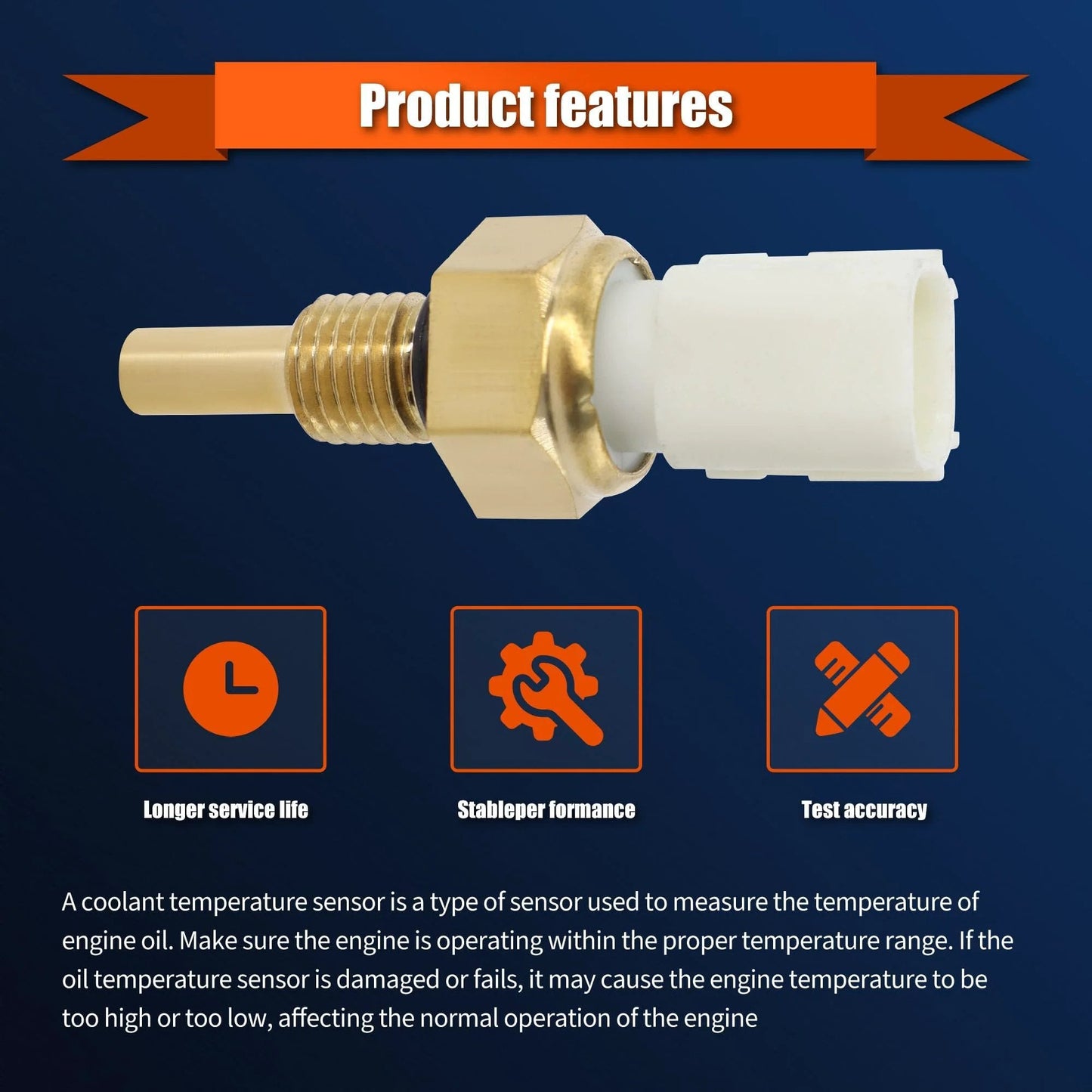 Engine Coolant Temperature Sensor For Honda Civic 2006 2020 And CR-V 2007 2017 Crosstour 2012 2015 Accord shown from the front, with a metal and plastic design.