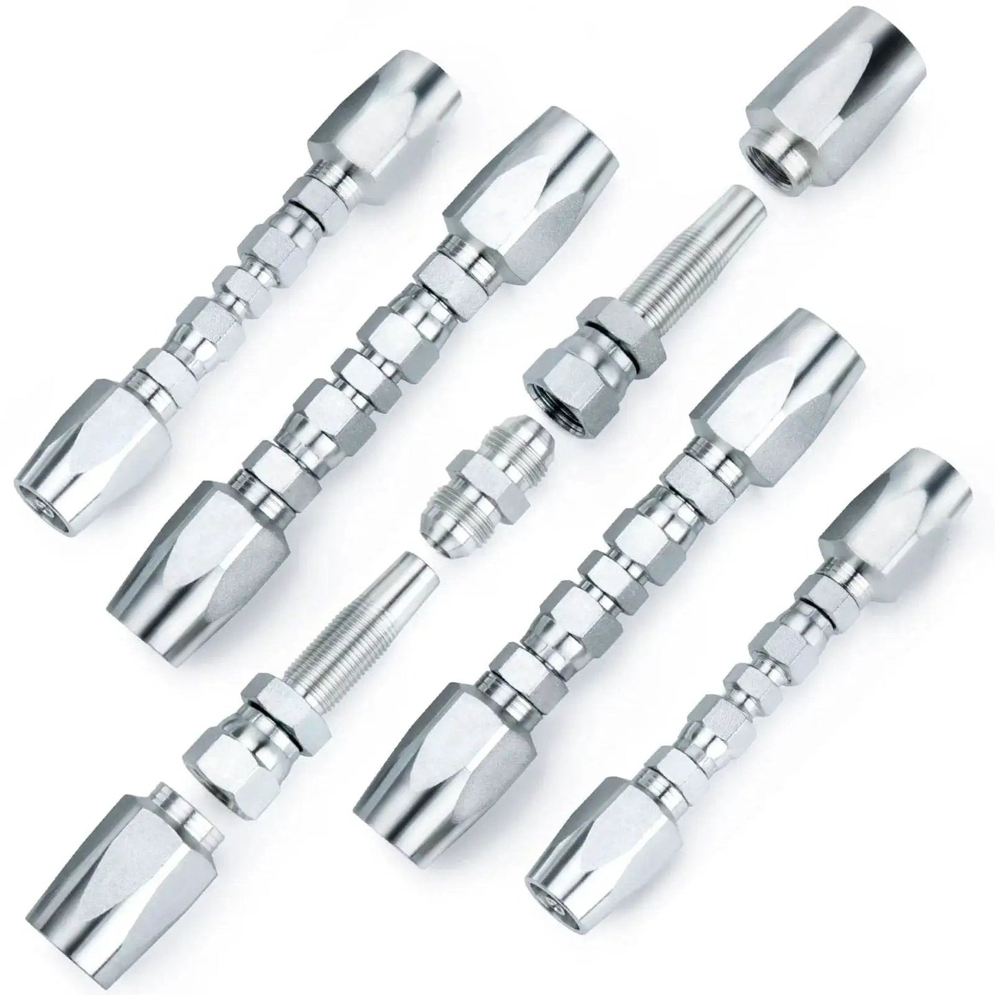 Reusable Five Pack Hydraulic Hose Field Repair Kit For Two Wire Braided Hoses with zinc-plated fittings and components