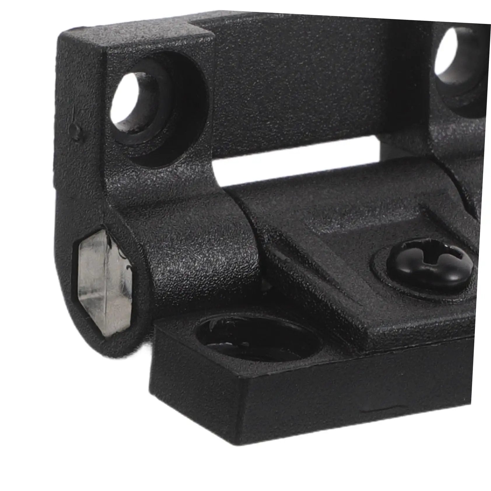 Close-up of Plastic Folding Cabinet Hinge With 90 Degree Torque Friction Adjustable Arm Reinforced Ball Bearing Anti Sag Design.