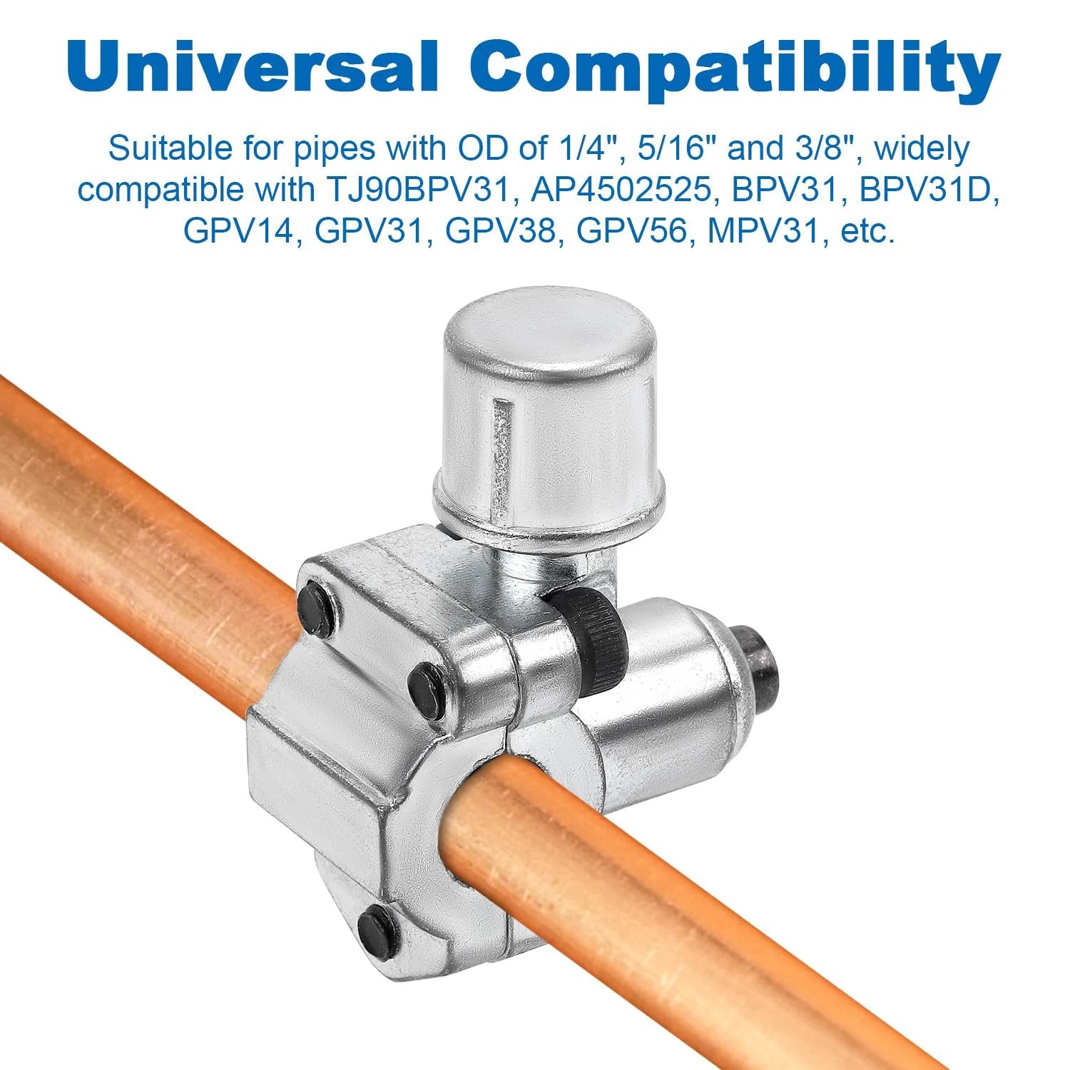 Piercing Valve Kit for Refrigerator Lines With Two BPV 31 Valves Two Hex Keys And Four Adapters In Zinc Alloy for pipe sizes.