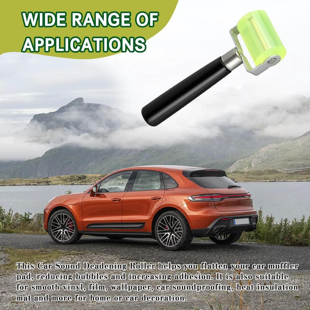 Pro Grade Car Sound Deadening Roller Tool For Seam Rolling And Heat Abatement Mat Installation, rubber wheel and wood handle