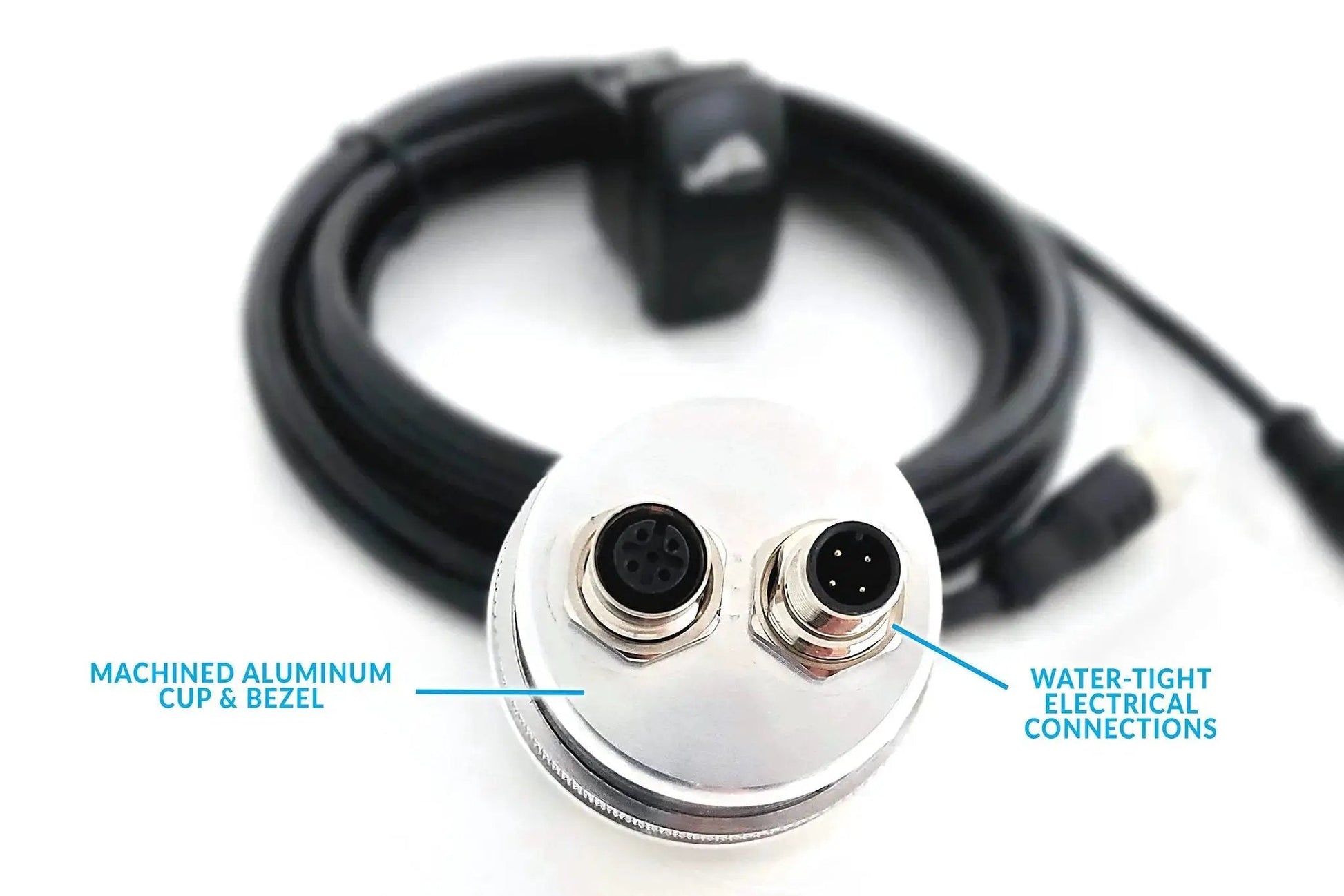 Dimmable Infrared Belt Temperature Gauge With RealTime Monitoring And LED Alerts, close-up of machined aluminum connectors and cables