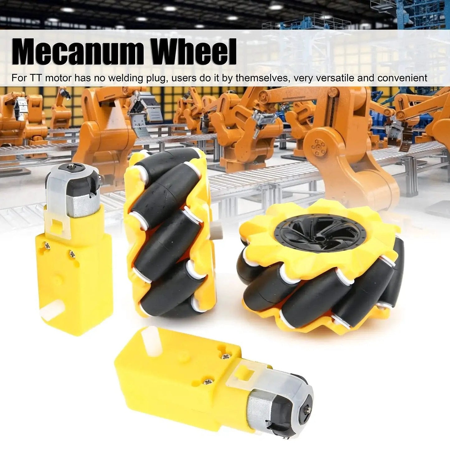 Mecanum Wheel For Geared Motor Robot Car Projects With Rubber Coated Surface 80 Mm Diameter Omnidirectional Wheel Set