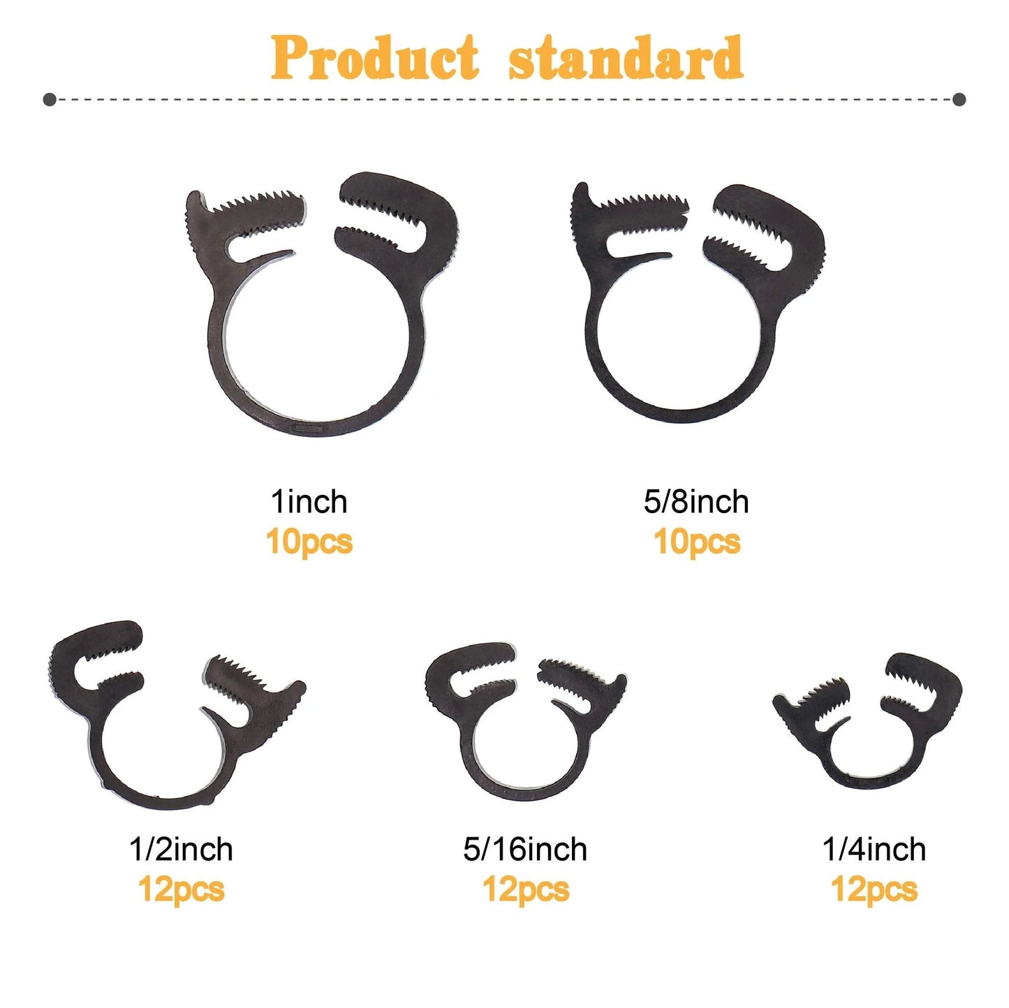 60 Pcs Heavy Duty Nylon Double Snap Hose Clamps Set In 8 Sizes For Silicone Vinyl LDPE Tubing in various diameters