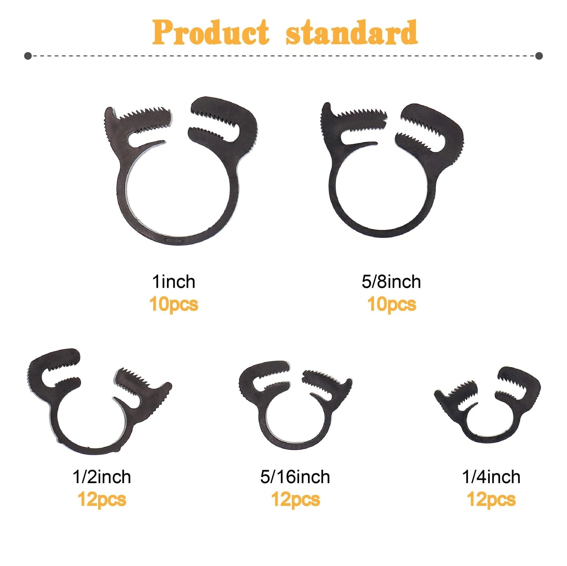 60 Pcs Heavy Duty Nylon Double Snap Hose Clamps Set In 8 Sizes For Silicone Vinyl LDPE Tubing in various diameters