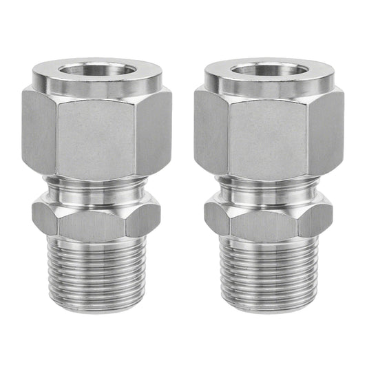 Premium 304 Stainless Steel Compression Adapter Pack Of Two For Three Quarter Inch Outer Diameter To Three Quarter Inch NPT Male Tube Fittings Built To Last In Water Oil And Air Lines Goldpea