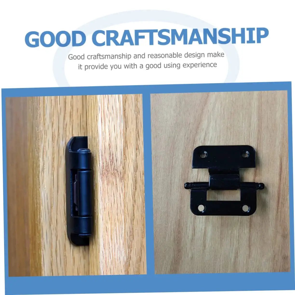 Heavy Duty Black Iron Kitchen Cabinet Door Hinges Set For Heavy Doors Six Pack 6.5 cm By 4 cm installed on wooden panel