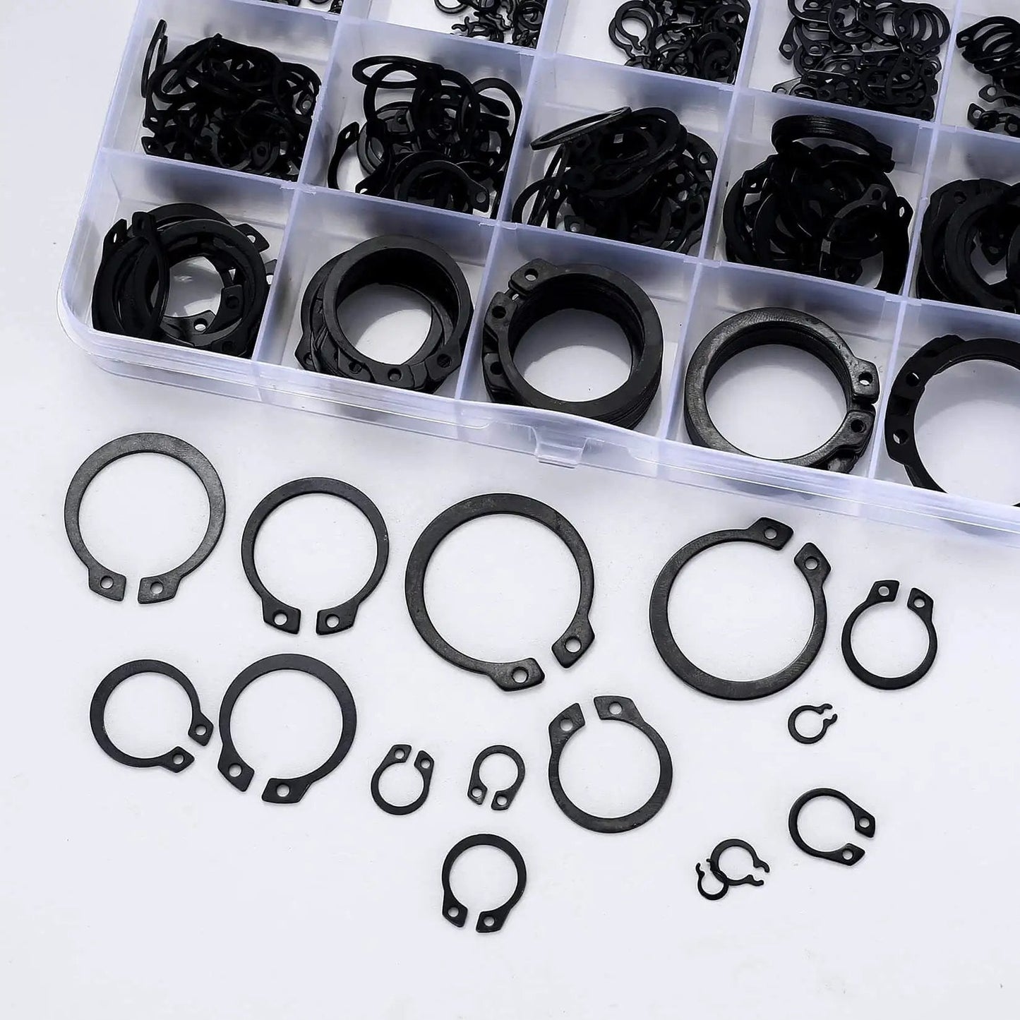 350 Pieces Retaining Rings Kit External Circlips Snap Rings C Clips Assortment Set In 15 Sizes Heavy Duty 65Mn Steel