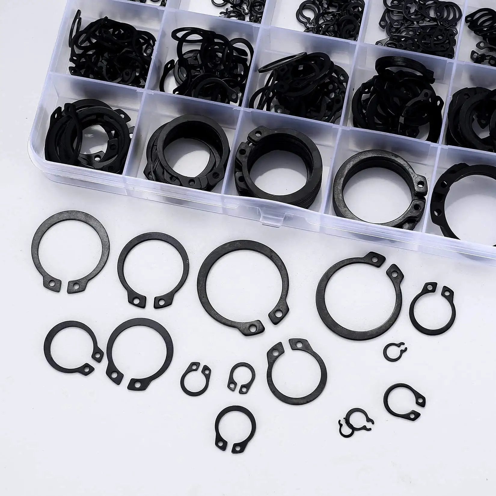 350 Pieces Retaining Rings Kit External Circlips Snap Rings C Clips Assortment Set In 15 Sizes Heavy Duty 65Mn Steel