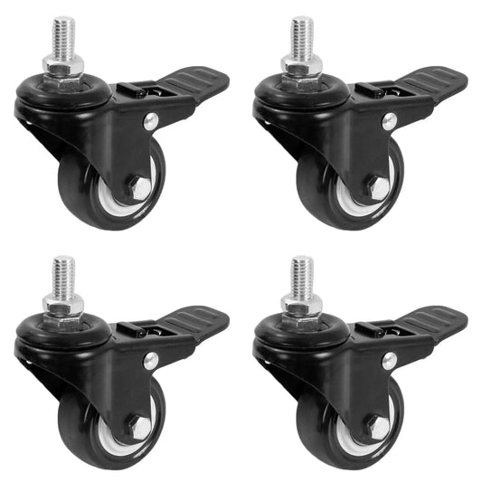 Heavy Duty 2 Inch M10 Threaded Locking Casters With Brakes 360 Degree Swivel Quiet Rolling All Floor Types Four Pack