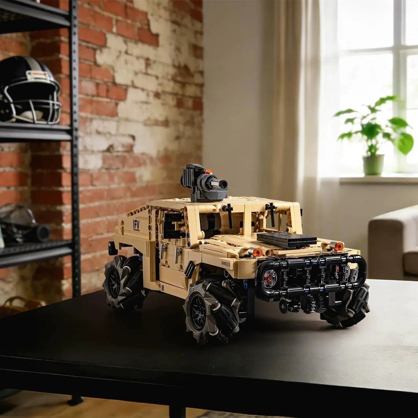Off Road Hummer Armor RC Car Kit With 804 Pieces for Technic Style Build displayed on a table in a room