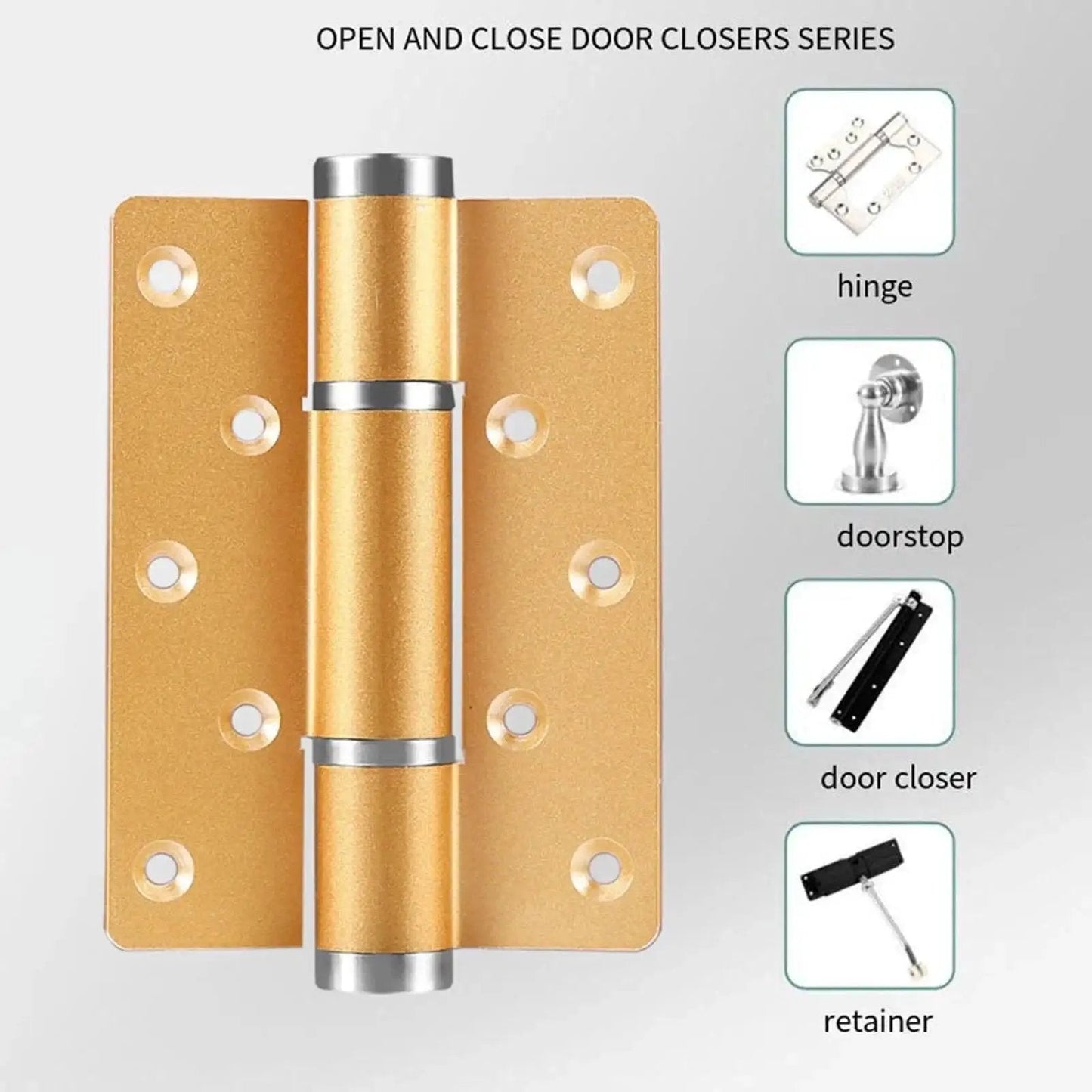 Two Pack Invisible Self Closing Hydraulic Door Hinges For Cabinets And Furniture Gold Aluminum Alloy
