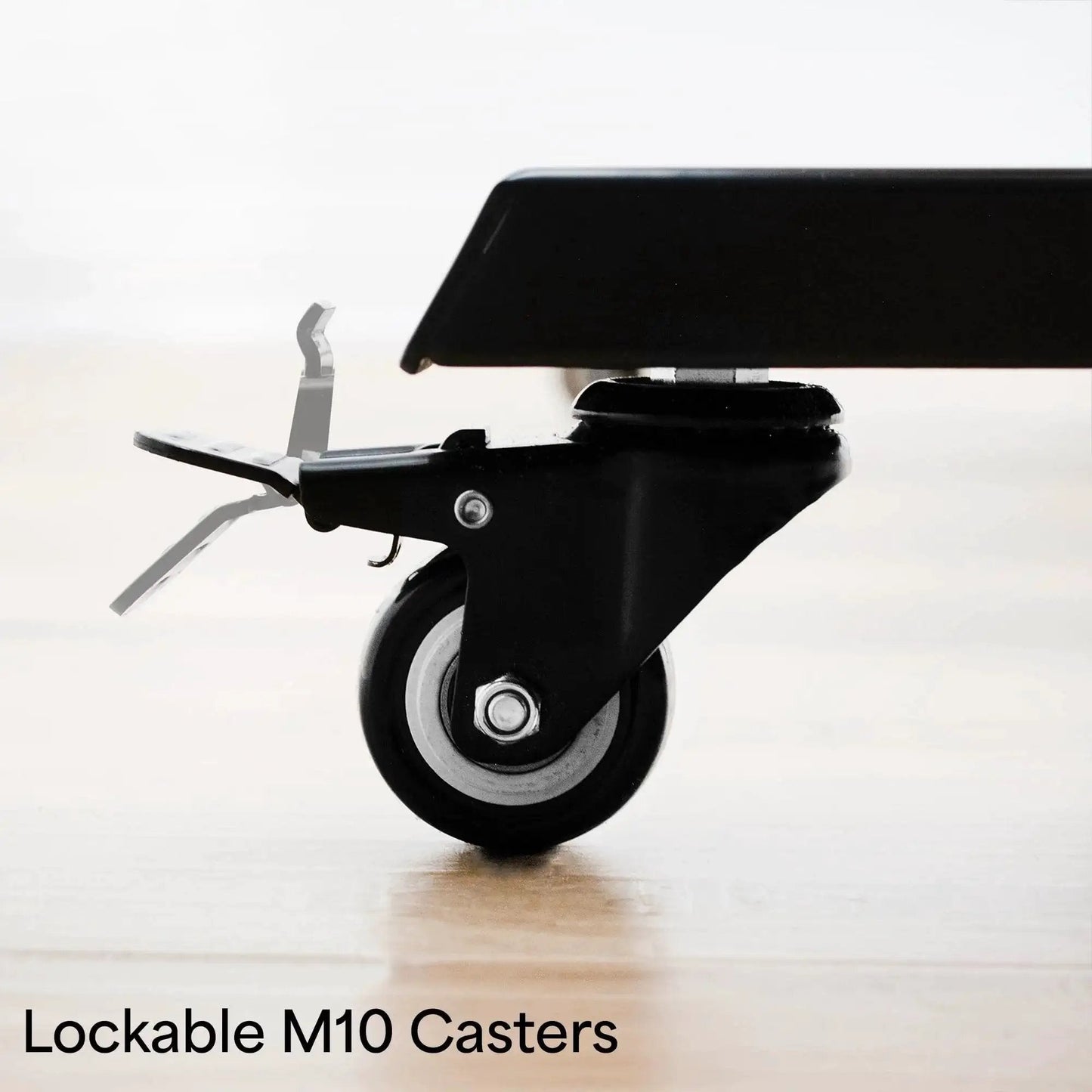 Heavy Duty 2 Inch M10 Threaded Locking Casters With Brakes 360 Degree Swivel Quiet Rolling installed on cart