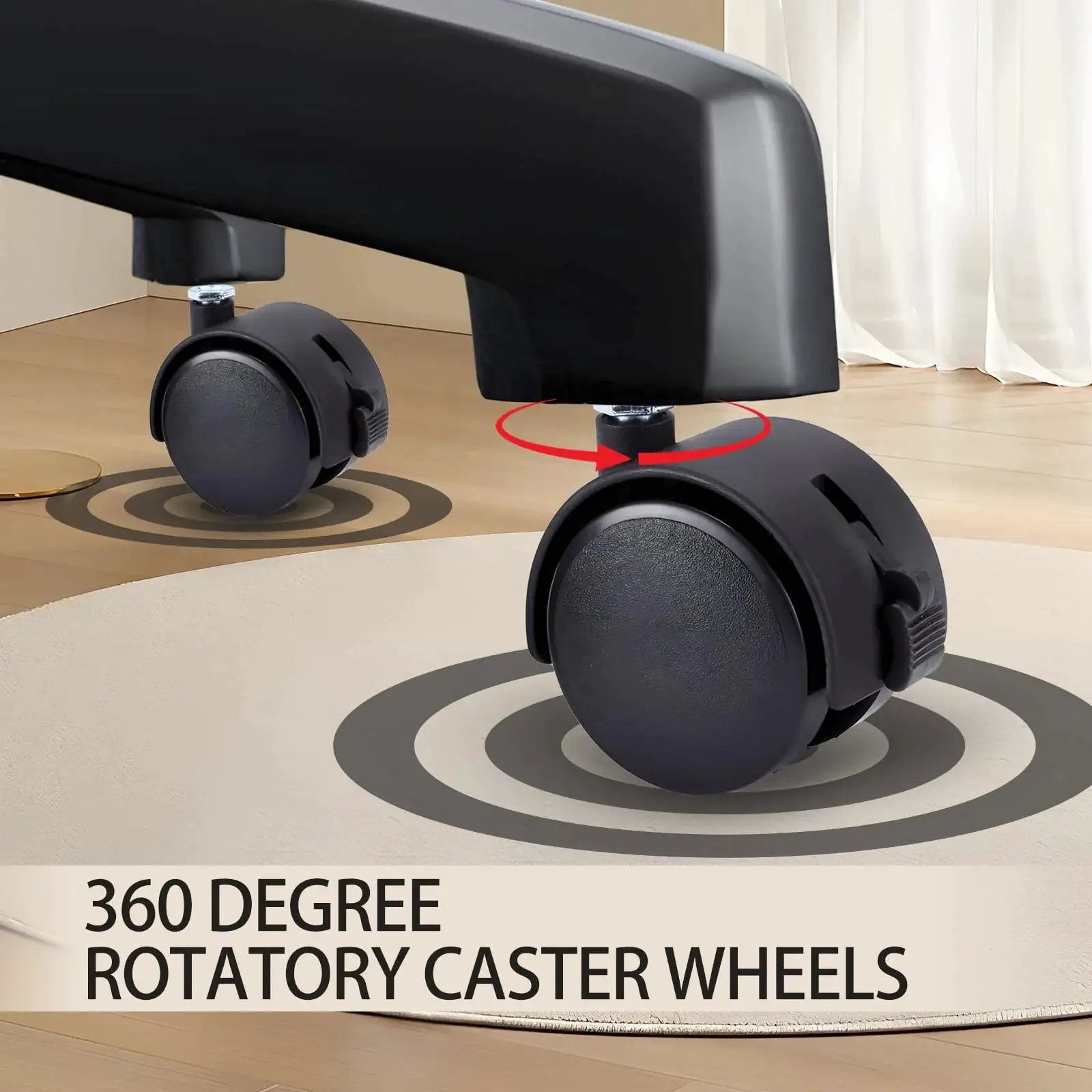 1.5 Inch M8 Threaded Stem Casters With Brakes Black Nylon Furniture Casters Set Of 4 under a furniture piece.