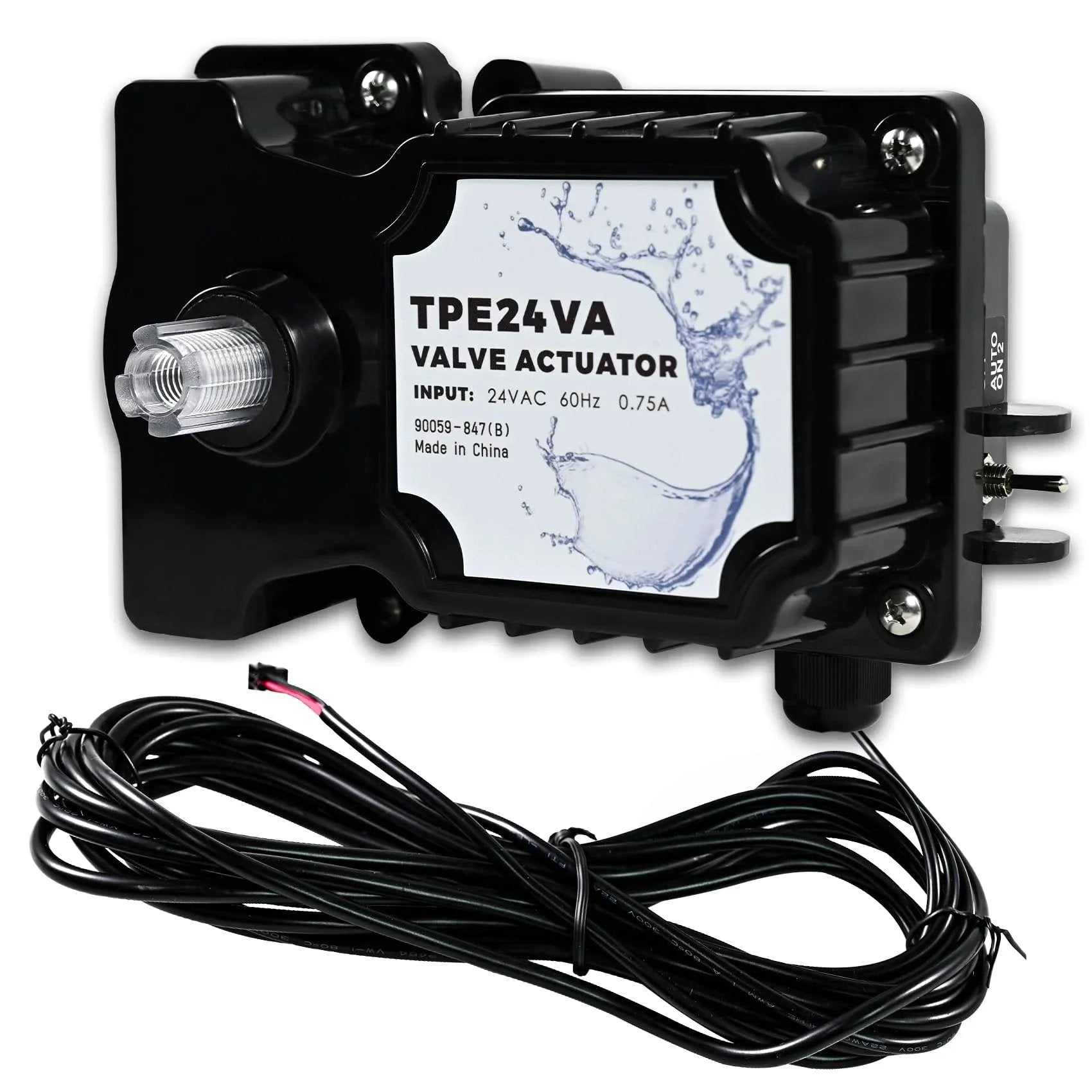 Universal 24 Volt Pool Valve Actuator Replacement For 24VAC Control Systems with auto rotation shown with wiring