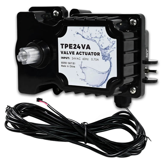 Universal 24 Volt Pool Valve Actuator Replacement For 24VAC Control Systems with auto rotation shown with wiring