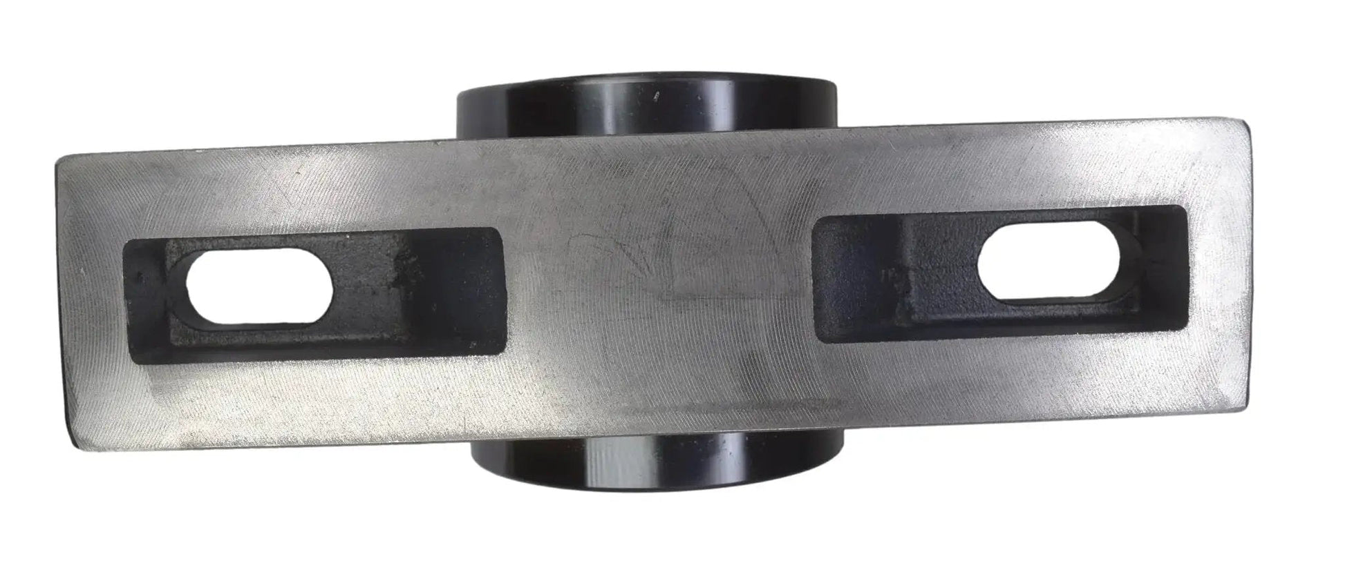Front view of Built Tough Two Bolt Pillow Block Bearing 2-15 Sixteenths Inch Type E with double taper roller bearings, metal housing.