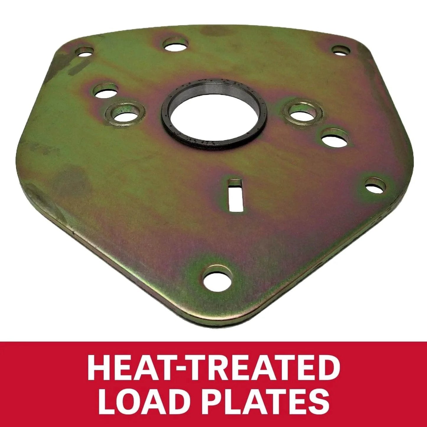 Heat-treated load plate of 1 Ton Hand Chain Hoist For 10 Foot Lift Model S90 100 10 Gray with corrosion resistance.