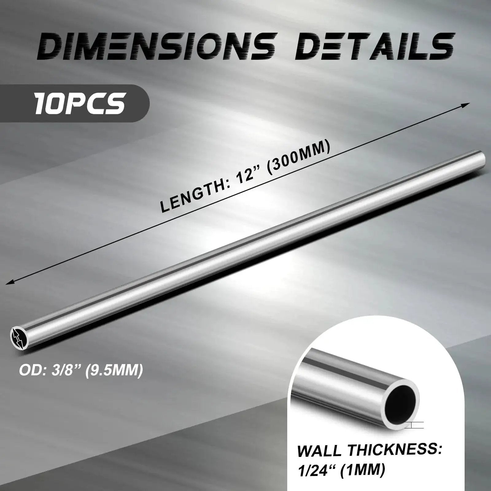 Industrial 304 Stainless Steel Tube 3 By 8 Inch OD Weldable Round Pipe 12 Inch Length 0.04 Inch Wall Thickness Pack Of 10