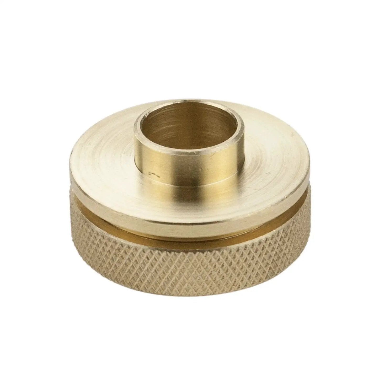 Router Guide Bushing Five Eighths Inch Solid Brass Short Shank For Precision Dovetail Routing, Powertec Model 71166, front view