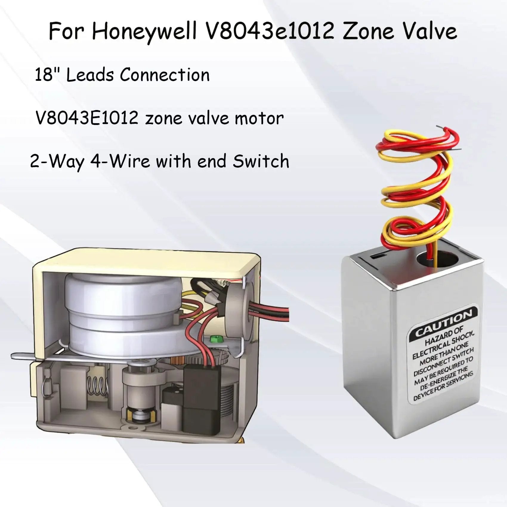 Zone Valve Replacement Head For Honeywell Compatible 40003916026 40003916021 40004850001 24V AC 50 60 Hertz 18 Inch Leads