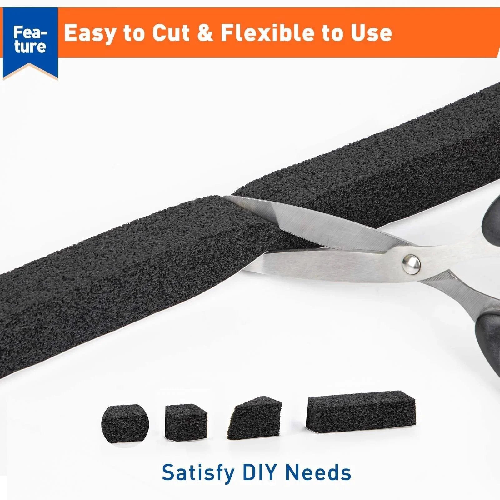 Ultimate Must Have Weather Stripping Door Seal One Inch Wide One Inch Thick Foam Tape For Window Insulation being cut with scissors