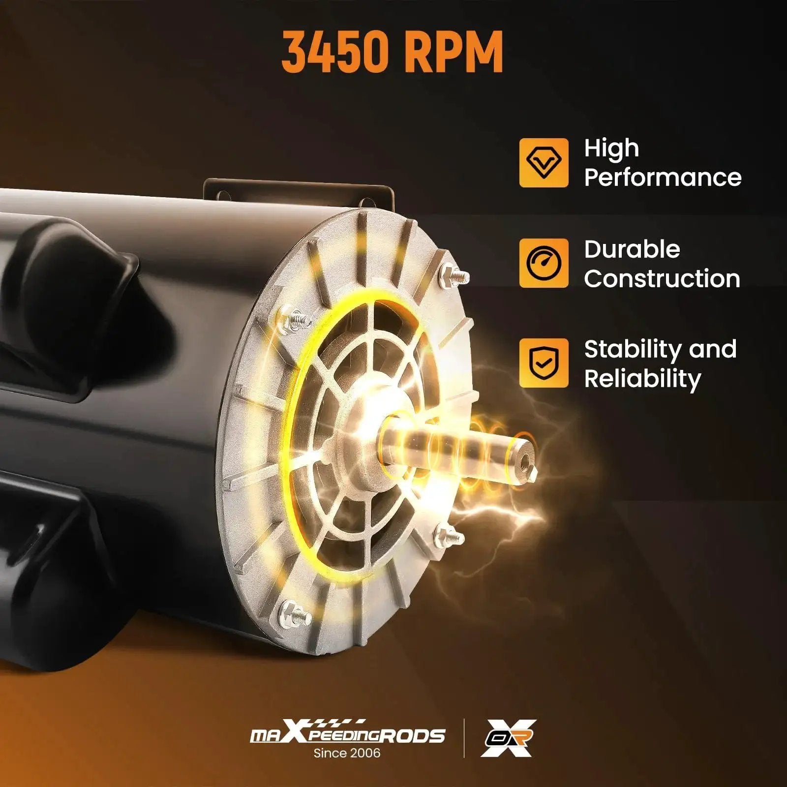 Close-up view of Beefy 5HP SPL Air Compressor Electric Motor For 56 Frame 3450RPM 230V 15A CCW Rotation With highlights