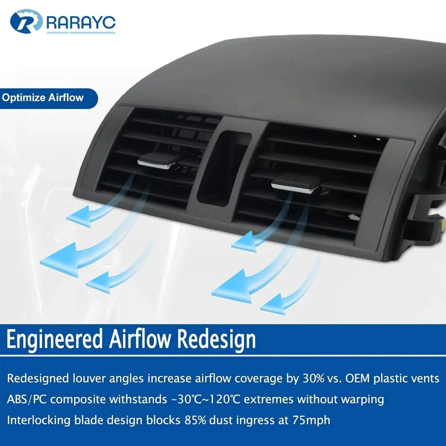 Corolla Dashboard Trim Kit 2008 2013 Center Dash Vent Panel Left Right Trim Gray with enhanced airflow design