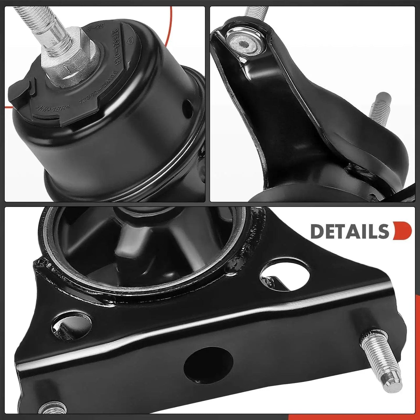 Close-up of Four Piece Engine And Transmission Mount Kit For Toyota Highlander Two Point Four Liter 2004 2005 2006 2007 FWD Automatic Transmission With Torque Strut Mounts Replacement Set Heavy Duty Built To Take The Heat