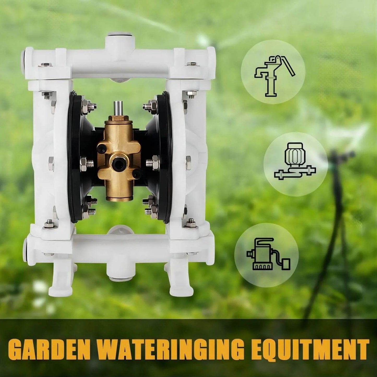 Air Operated Double Diaphragm Pump QBK-15 1/2 inch Outlet 12 GPM Pneumatic Transfer front view for industrial use