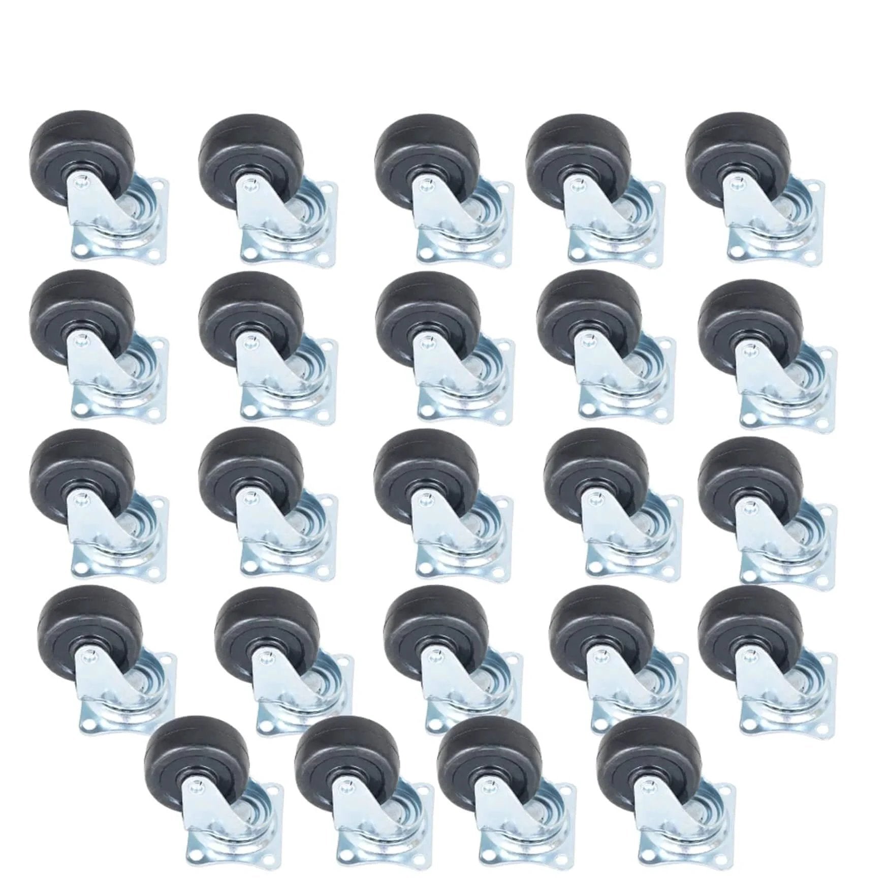 24 Pack 2 Inch Swivel Caster Wheels With Top Plate And Double Bearing Heavy Duty Steel And Polyurethane 25kg Per Wheel