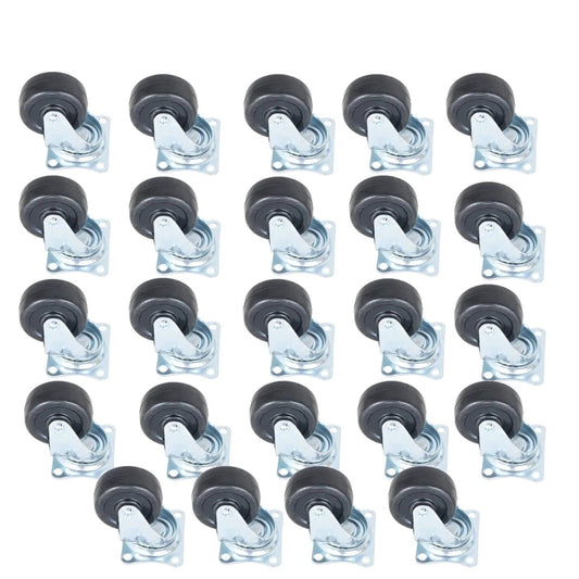 24 Pack 2 Inch Swivel Caster Wheels With Top Plate And Double Bearing Heavy Duty Steel And Polyurethane 25kg Per Wheel