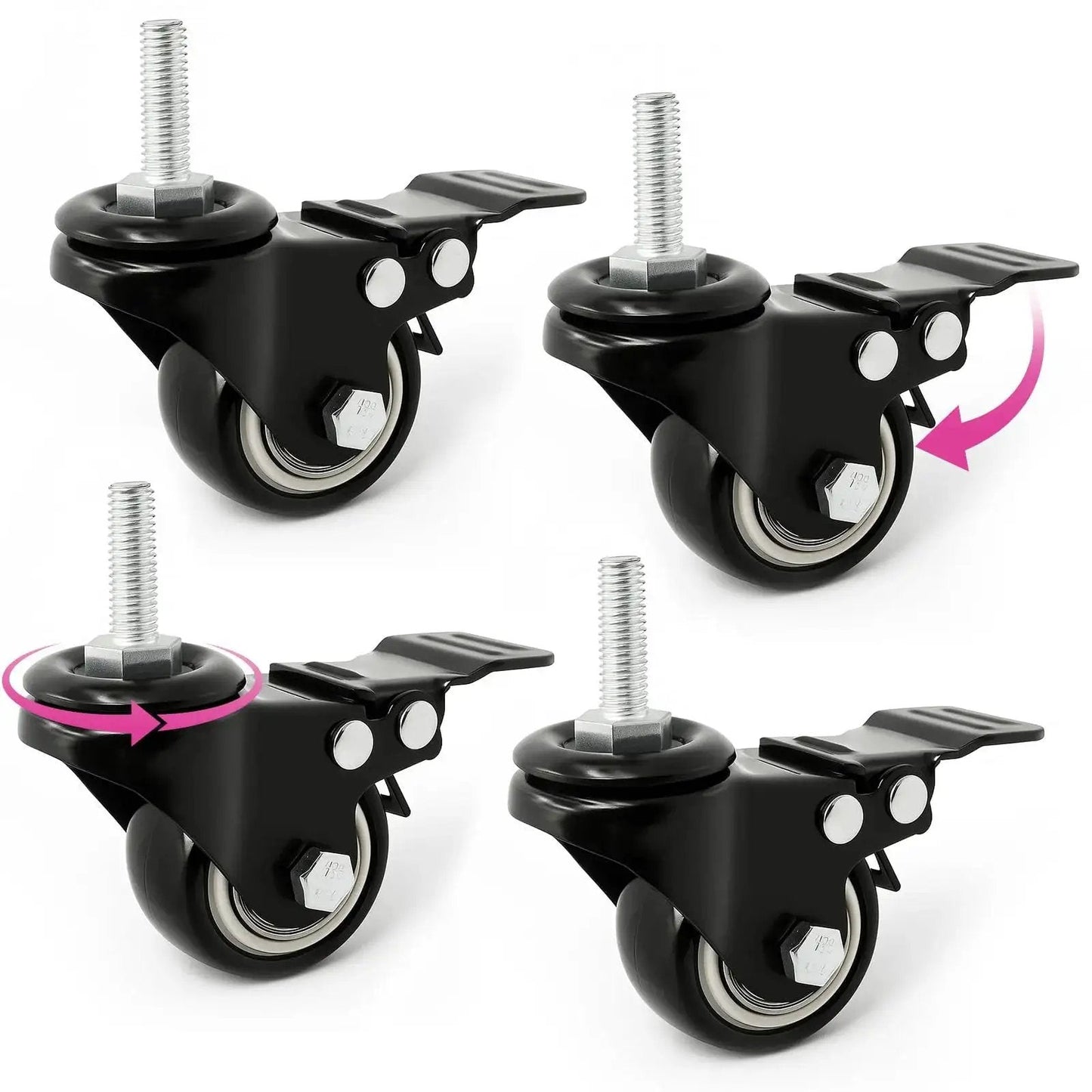 Keyboard Stand Caster Wheels Set Of 4 Replacement Locking Heavy Duty Wheels With Brake For Piano Stands And Keyboard Stands MS1078 MS1080 Caster Replacement Parts And Accessories And Repair Kit