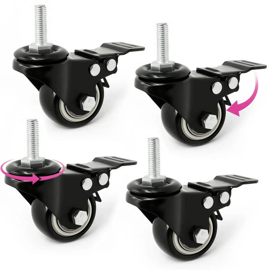 Keyboard Stand Caster Wheels Set Of 4 Replacement Locking Heavy Duty Wheels With Brake For Piano Stands And Keyboard Stands MS1078 MS1080 Caster Replacement Parts And Accessories And Repair Kit