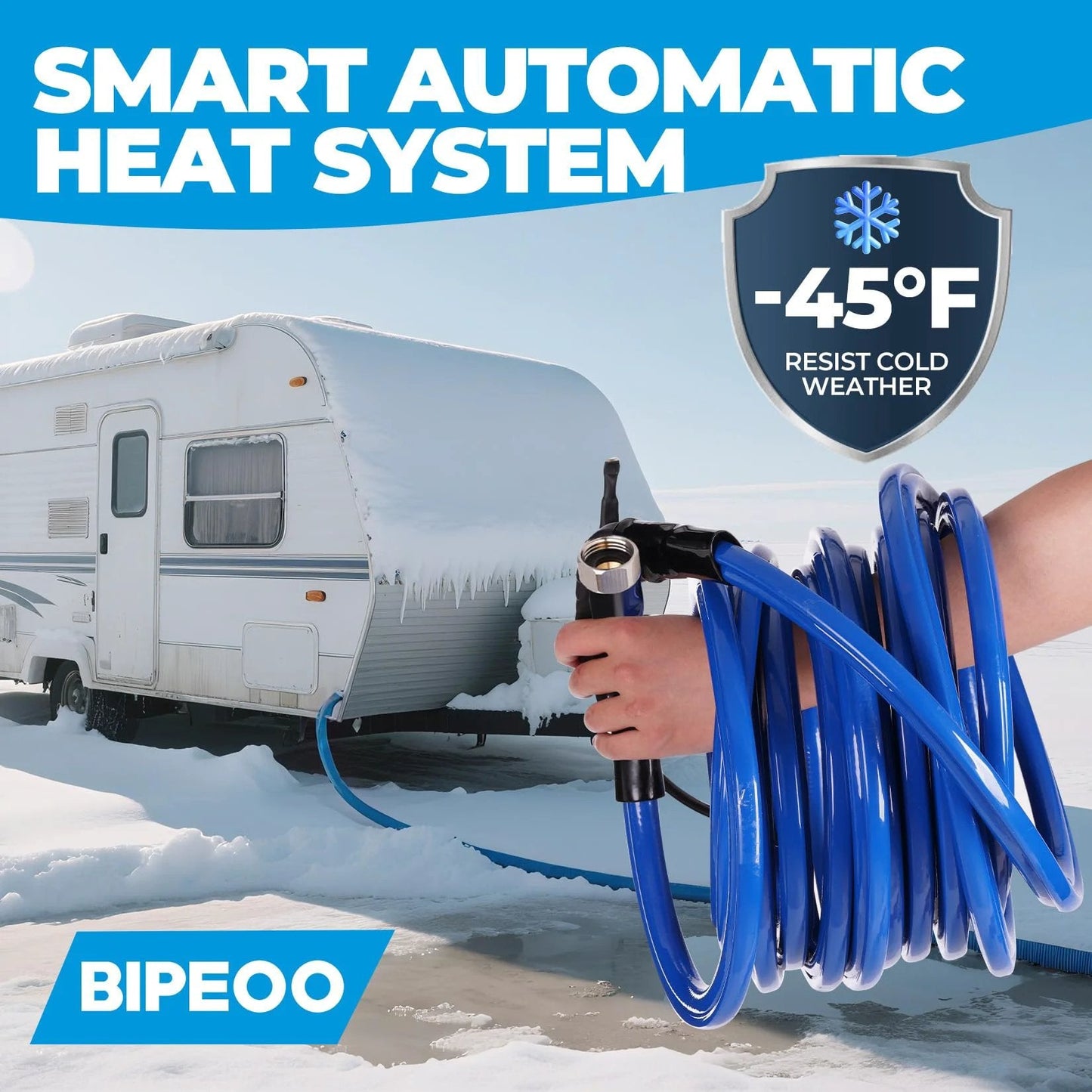 30 Foot Heated Water Hose For RV Use With Antifreeze To Minus Forty Five Degrees Fahrenheit Keeps Water Flowing In Freezing Weather