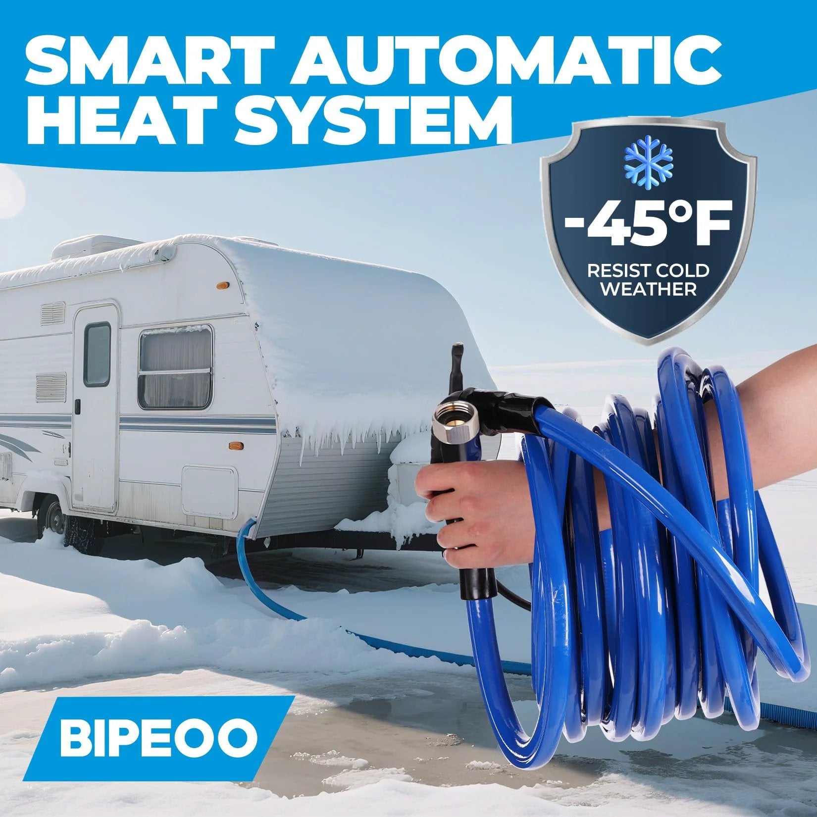 30 Foot Heated Water Hose For RV Use With Antifreeze To Minus Forty Five Degrees Fahrenheit Keeps Water Flowing In Freezing Weather