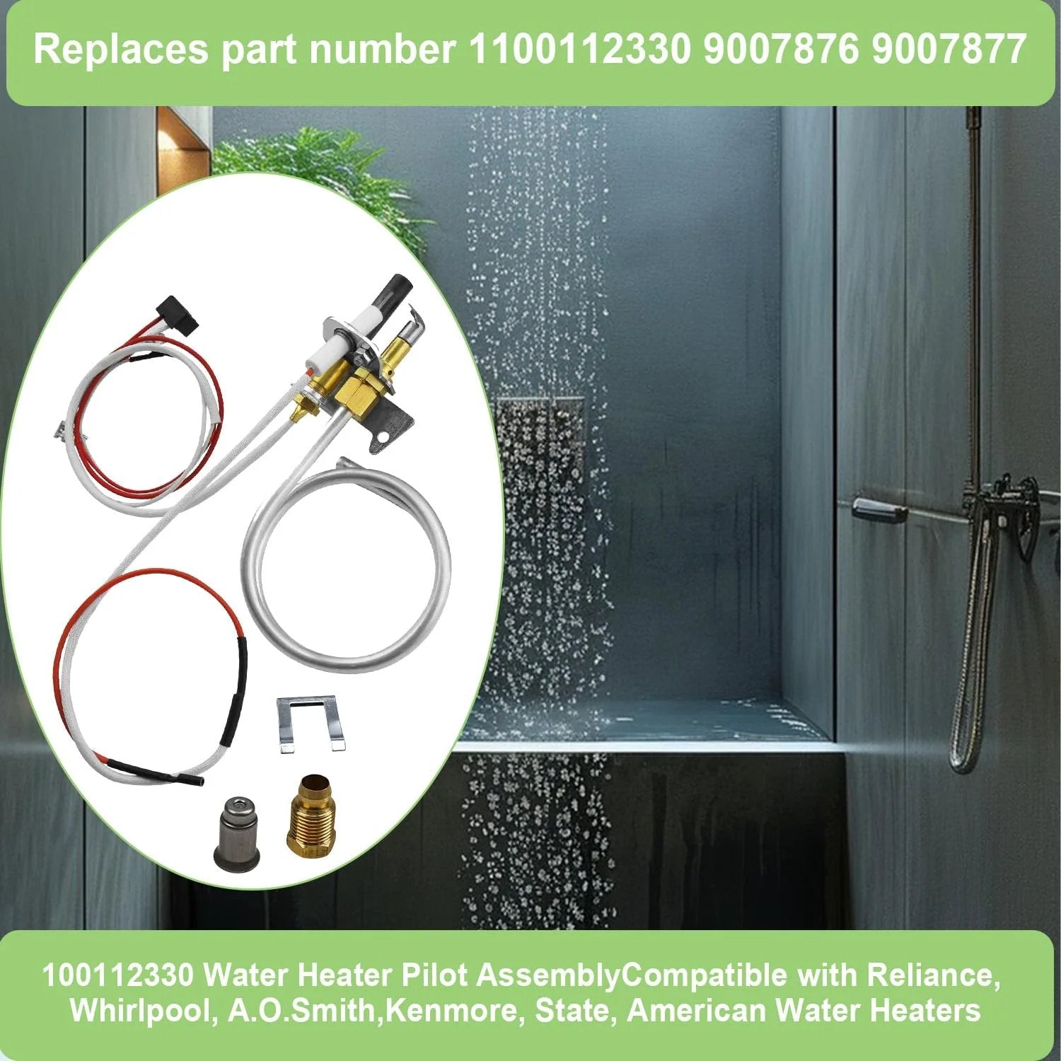 Thermopile Replacement Assembly For Whirlpool 9007876 9007877 And AO Smith 4067826 Gas Water Heaters with components.