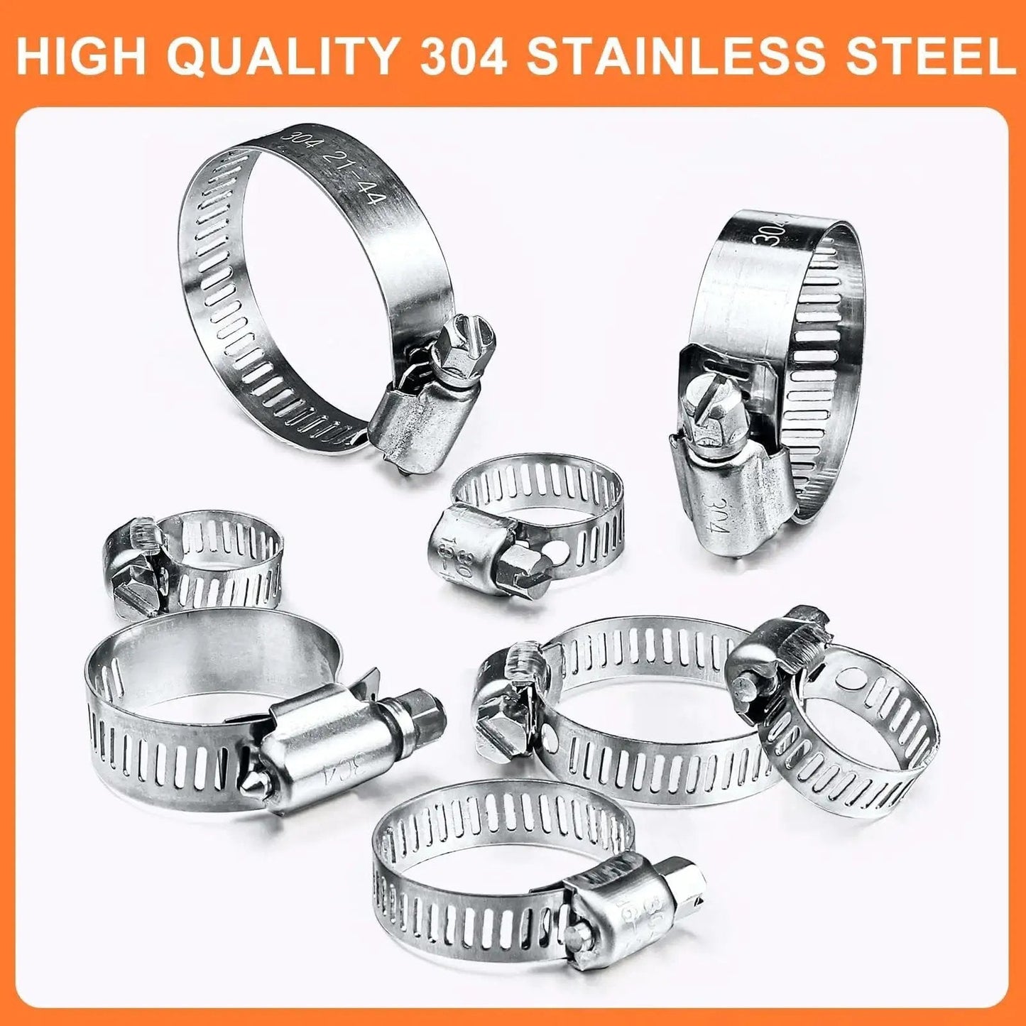 100 Piece Stainless Steel Hose Clamp Set For Plumbing Automotive And Mechanical Use Adjustable 6 To 44mm Worm Gear Duct Pipe Clamp